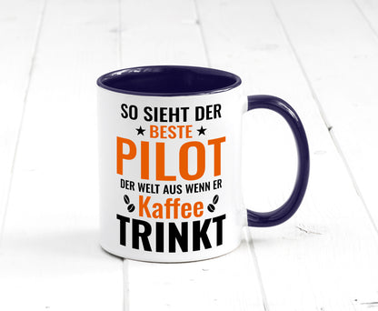 Kaffee trinkt: Pilot | Flugzeug Piloten lustiger Spruch Geschenk Humor
