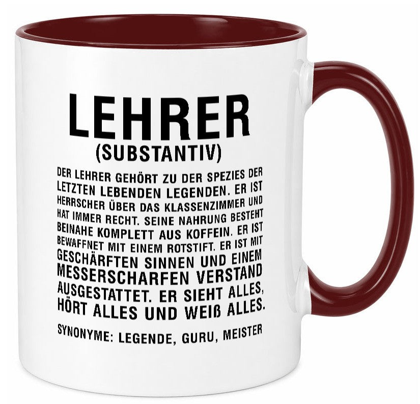Lehrer | Definition Kollege Mitarbeiter Geschenkidee Arbeit Kollegen Büro Humor Tasse
