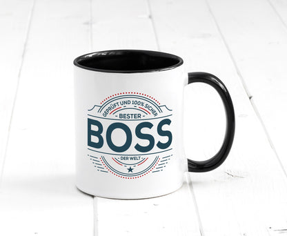 Geprüft und sicher: Boss | Führungskraft Vorgesetzter lustiger Spruch Geschenk Tasse