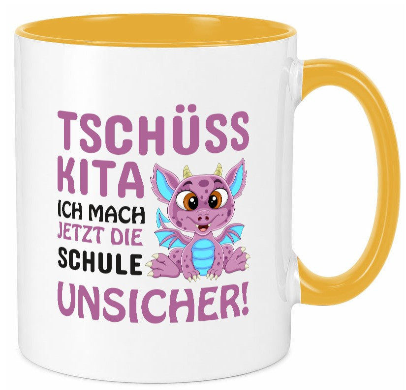 Tschüss Kita | Einschulung süßer Drachen Schulstart lustiger Spruch Geschenk Tasse