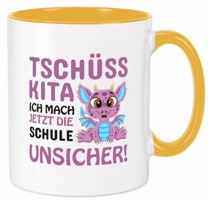Tschüss Kita | Einschulung süßer Drachen Schulstart lustiger Spruch Geschenk Tasse