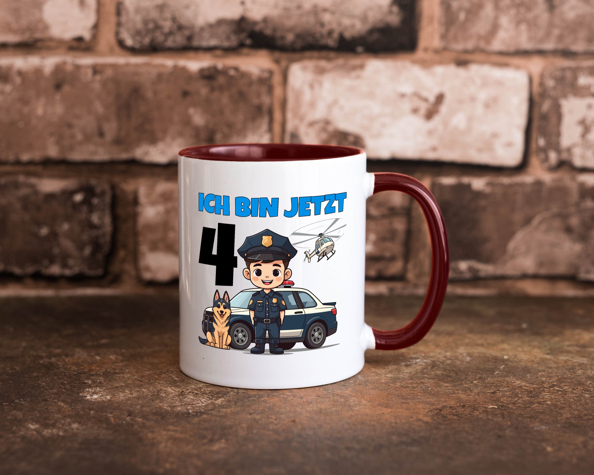 4. Geburtstag | 4 Jahre Polizei Kind Polizeiauto Humor Geschenkidee Tasse