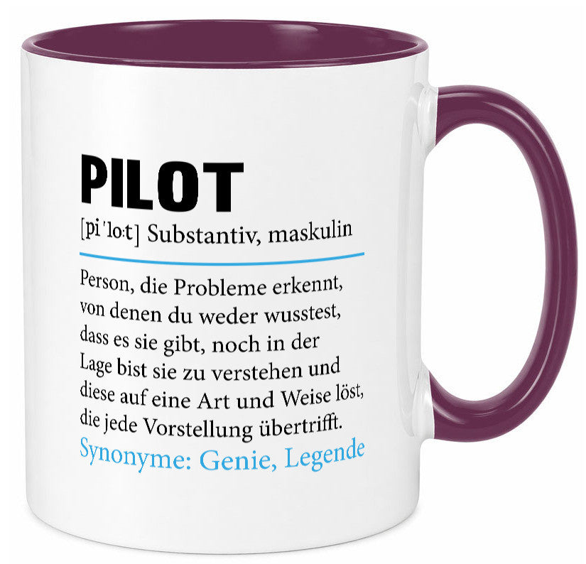 Pilot | Flugzeug Beruf Spruch Definition Piloten Geschenkidee Arbeit Kollegen Tasse