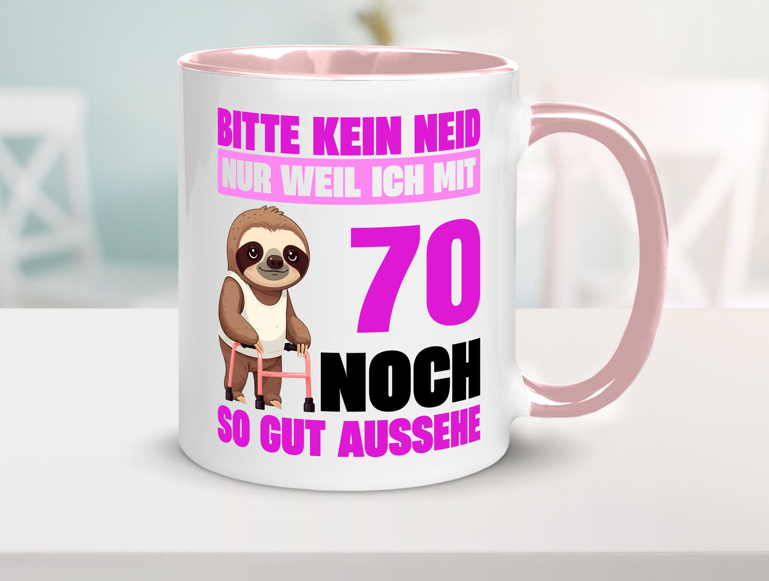 70. Geburtstag | Bitte kein neid Faultier 70 Jahre v2 Humor Geschenkidee Tasse