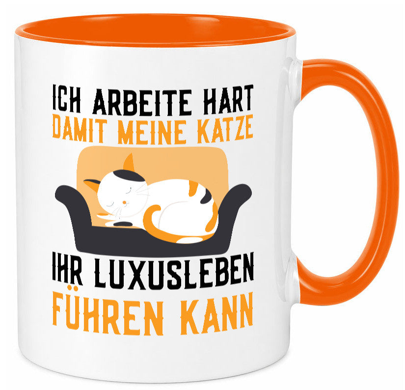 Ich arbeite hart | Luxusleben Humor Katzenliebhaber Geschenkidee Arbeit Tasse