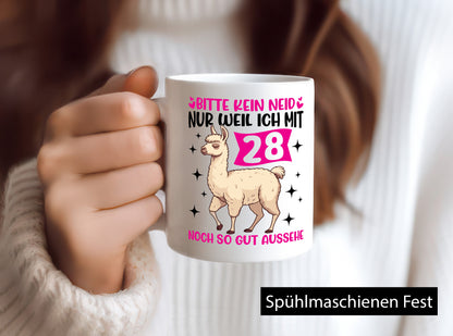 28. Geburtstag | 28 Jahre Lama gut aussehen Humor Geschenkidee Tasse