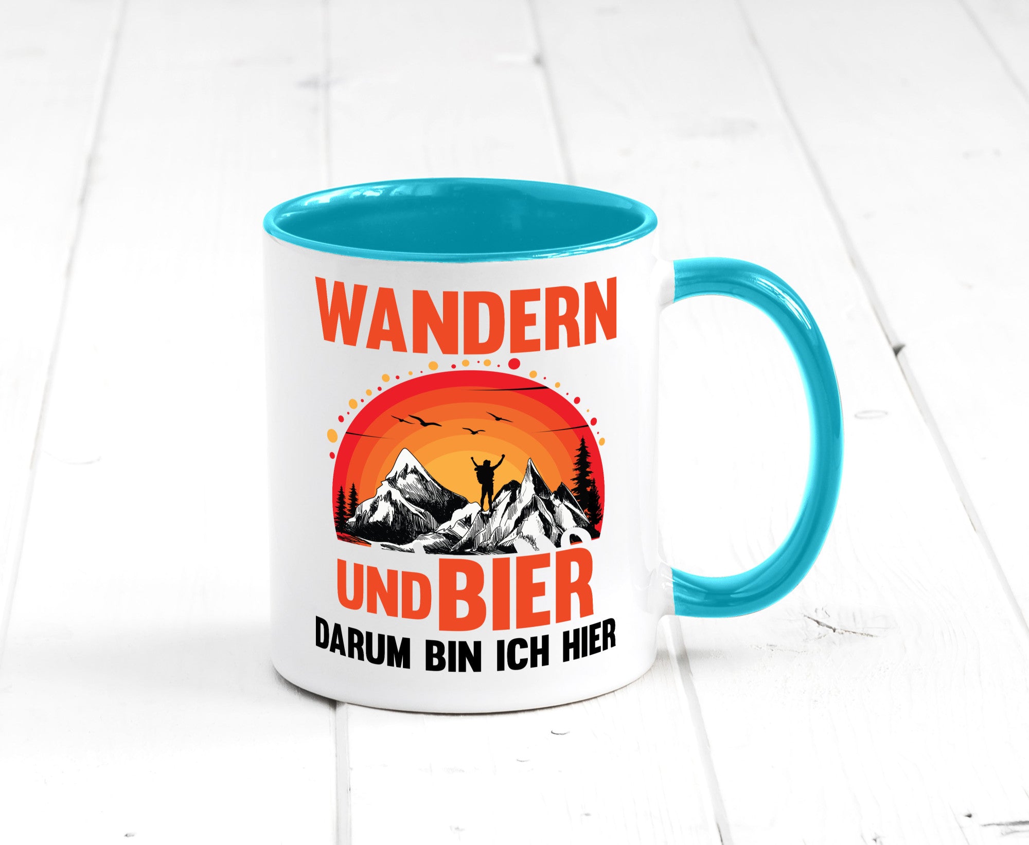 Wandern und Bier darum bin ich hier | lustiger Spruch Geschenk Humor