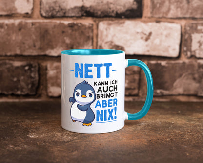Nett kann ich auch | lustige Spruchtasse Pinguin Geschenk Humor Geschenkidee