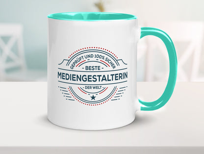 Geprüft und sicher: Mediengestalterin | Medien lustiger Spruch Geschenk Humor