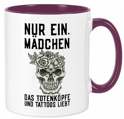Mädchen |Tattoos und Totenköpfe | Tätowieren Rockabilly Humor Geschenkidee Tasse