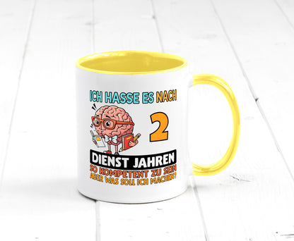 2 Dienstjahre | Arbeit Kompetent lustig Kollegen Büro Geschenk Tasse