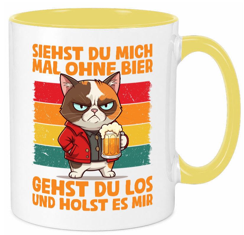 Siehst du mich ohne bier | Katze Biertrinker Geschenk Tierliebhaber Humor Tasse