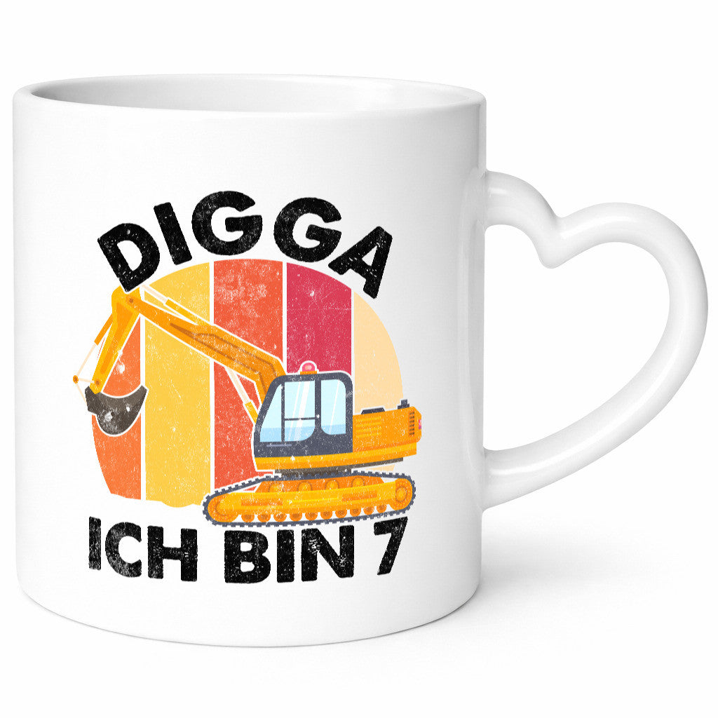7. Geburtstag | 7 Jahre Bagger Digga Humor Geschenkidee Tasse