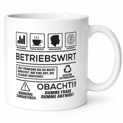 Achtung Probleme Betriebswirt | Betriebswirtschaft lustig Humor Geschenkidee Tasse