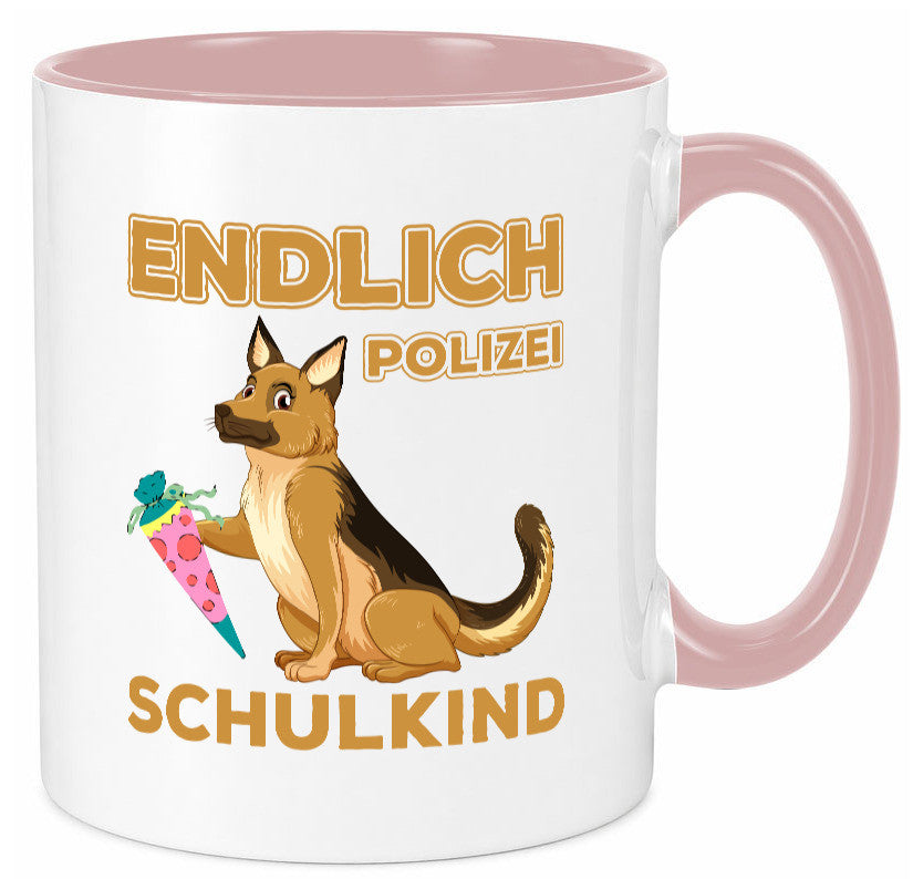 Endlich Schulkind | Tasse Einschulung Polizei Hund lustiger Spruch Geschenk