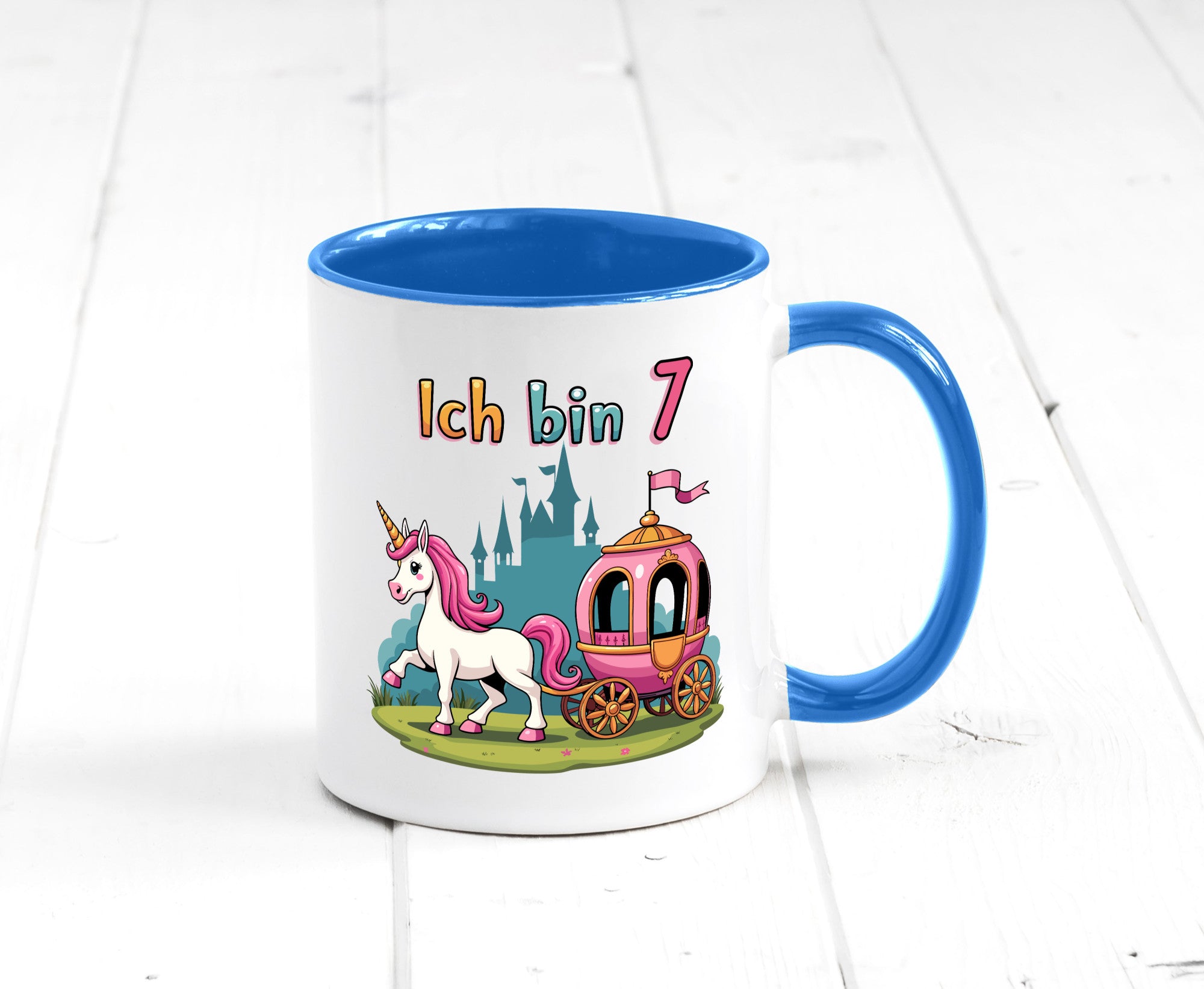7. Geburtstag | Prinzessin in Kutsche Einhorn lustiger Spruch Geschenk