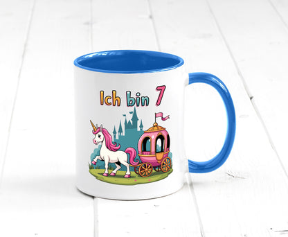 7. Geburtstag | Prinzessin in Kutsche Einhorn lustiger Spruch Geschenk