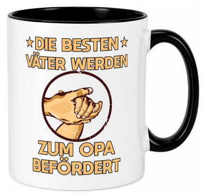 Besten Väter werden zum Opa befördert | Zwei Hände Geschenkidee Familie Humor Tasse