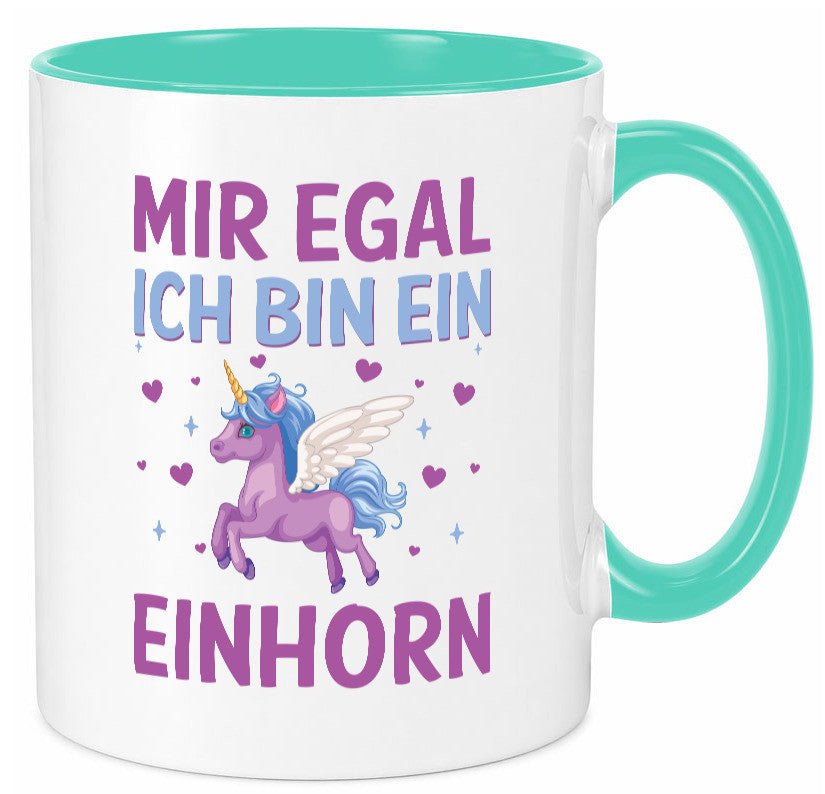 Mir egal, ich bin ein Einhorn| Herzen Geschenkidee Humor Tasse