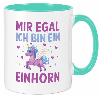 Mir egal, ich bin ein Einhorn| Herzen Geschenkidee Humor Tasse