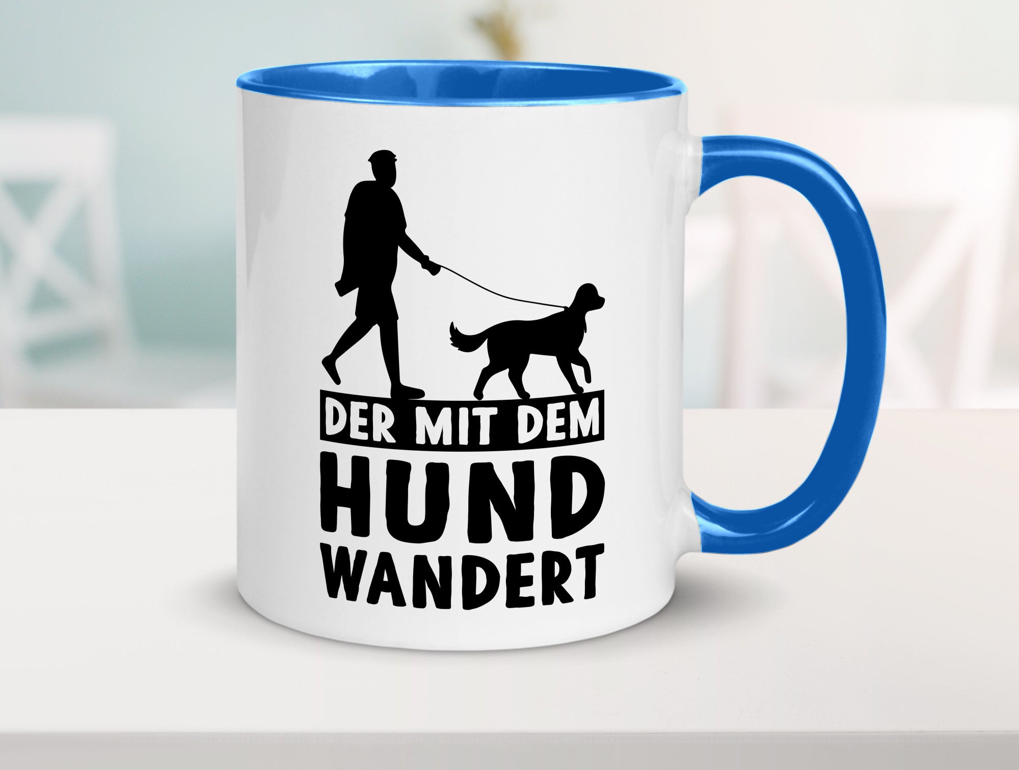 Der mit dem Hund wandert | Mensch Geschenkidee Tierliebhaber Humor Tasse