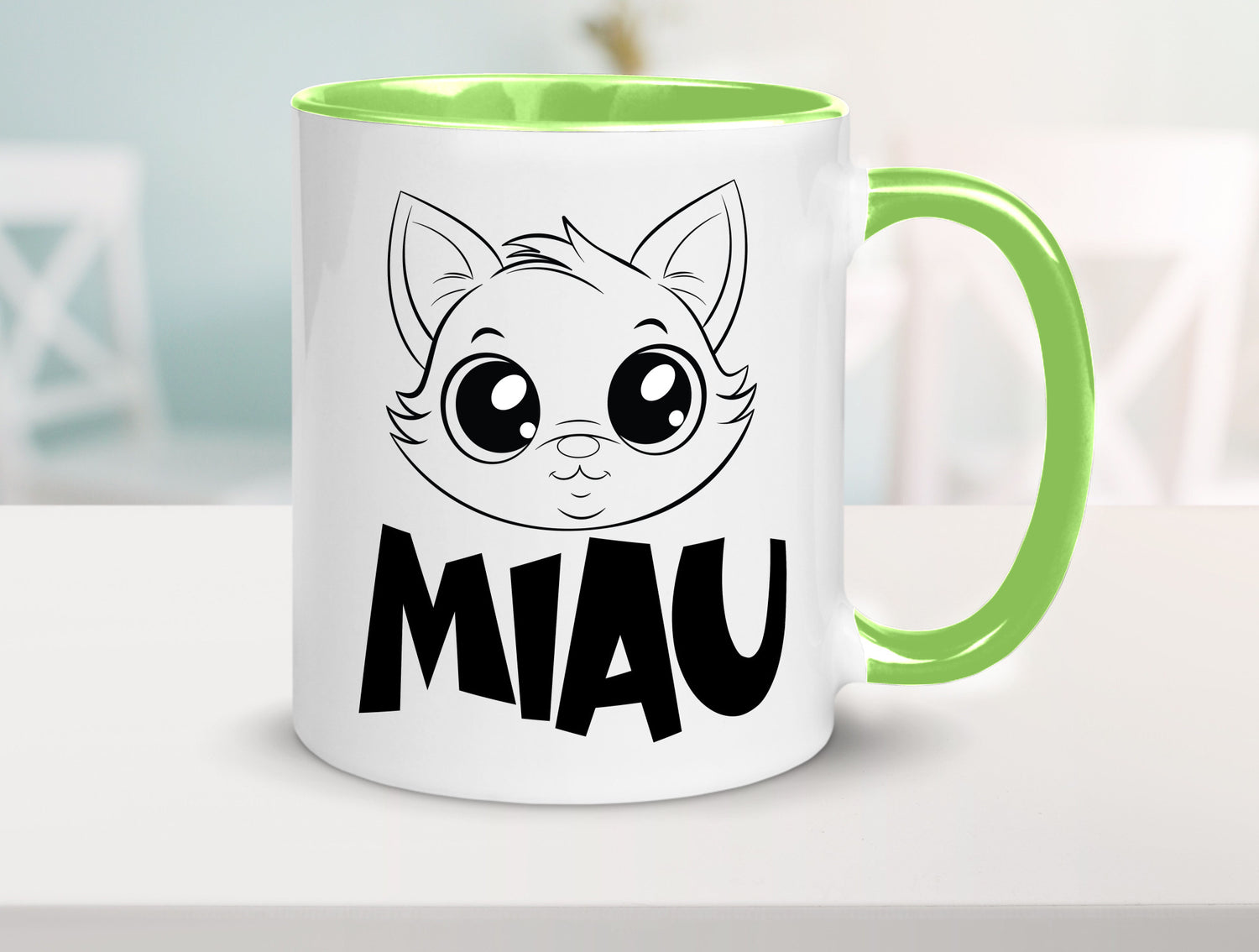 Miau | Katze Geschenkidee Tierliebhaber Humor Tasse