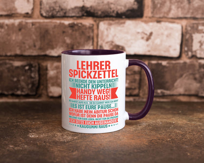 Lehrer Spickzettel | Beruf Tasse lustiger Spruch vl4 lustig Arbeit Kollegen
