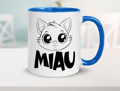 Miau | Katze Geschenkidee Tierliebhaber Humor Tasse