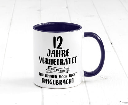 12 Jahre Verheiratet, immer noch am Leben! Geschenkidee Humor Tasse