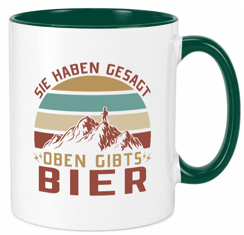 Oben gibtÂ´s Bier | Mensch Berge Geschenkidee Humor Tasse