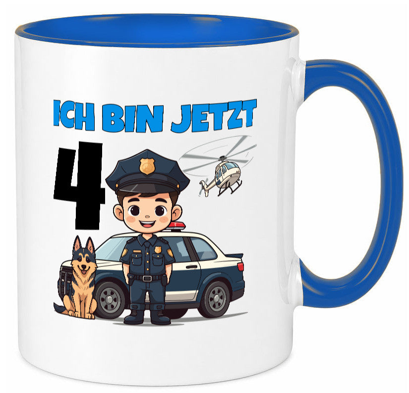 4. Geburtstag | 4 Jahre Polizei Kind Polizeiauto Humor Geschenkidee Tasse