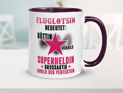 Bedeutung von Fluglotsin | Flughafen Flugverkehr Geschenkidee Humor Tasse