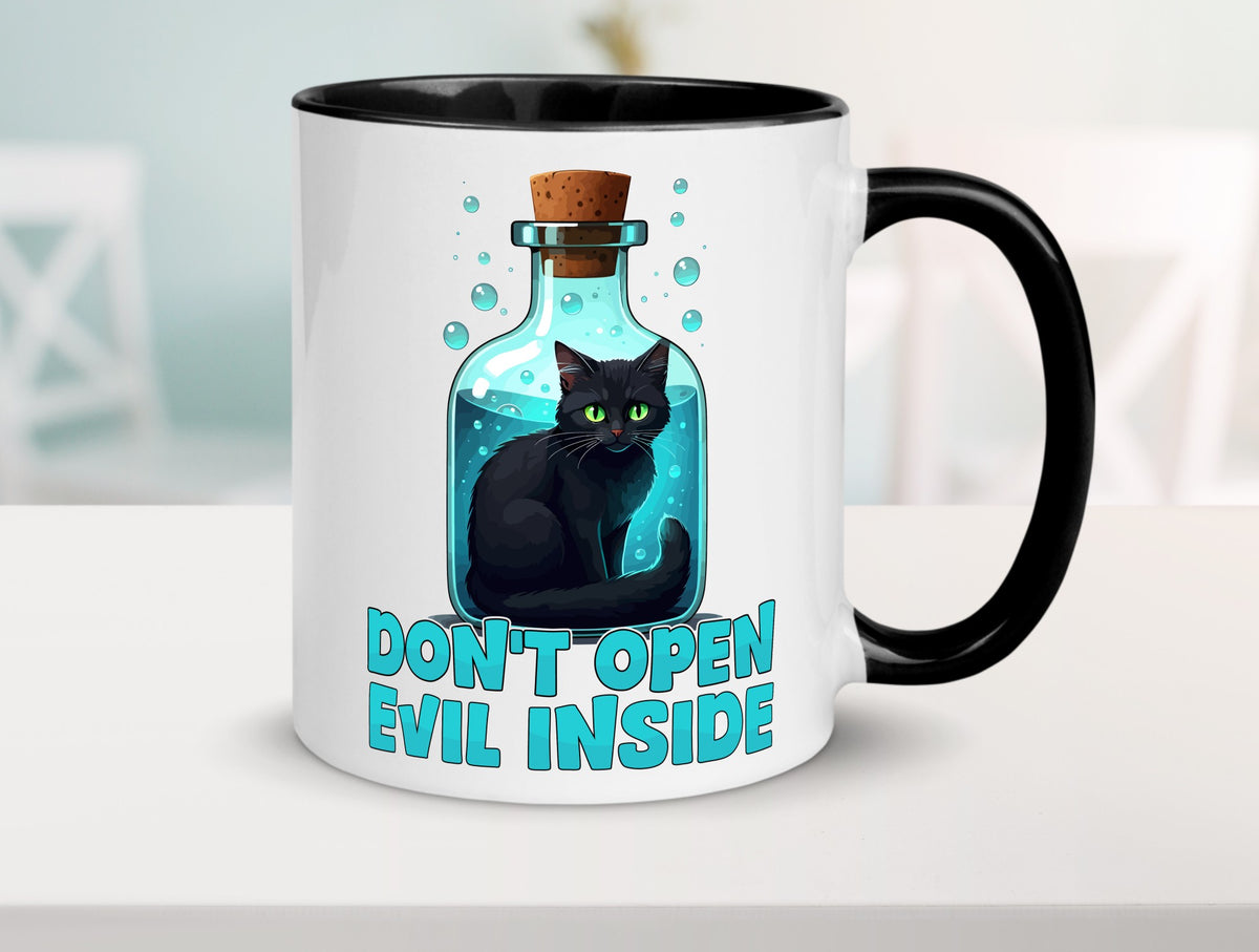 Dont open Evil inside | Böse Katze Schwarze Geschenkidee Tierliebhaber Humor Tasse