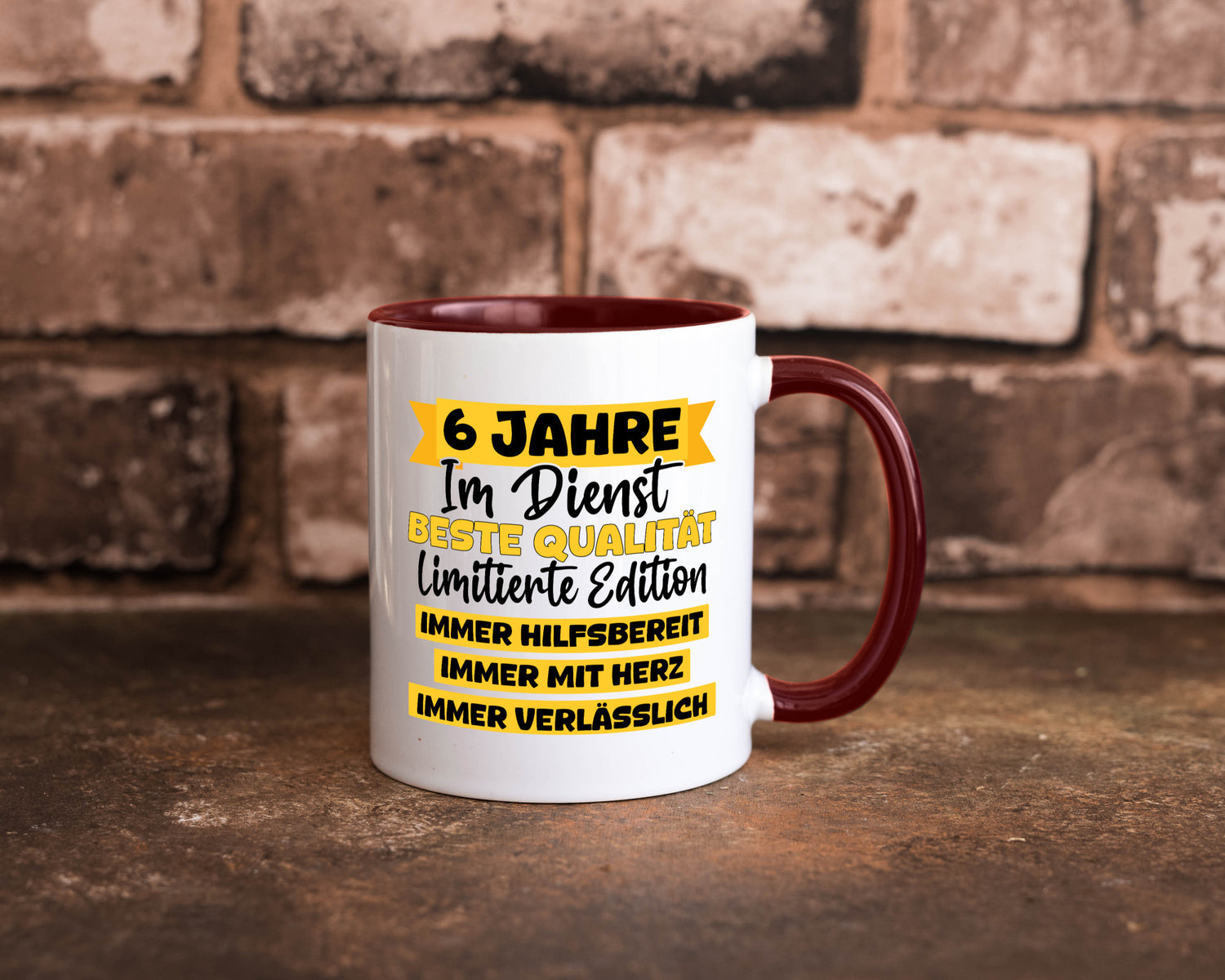 6 Jahre im Dienst | Jubiläum Arbeit v8 Geschenkidee Kollegen Büro Humor Tasse