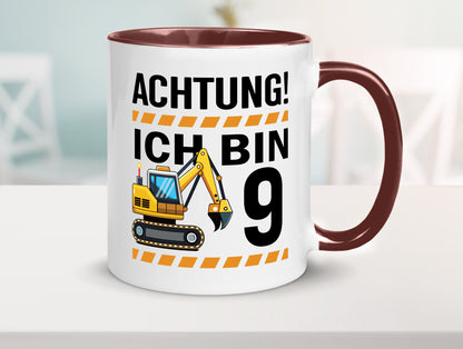 9 Geburtstag Ich bin | Bagger Junge lustiger Spruch Geschenk Geschenkidee Tasse