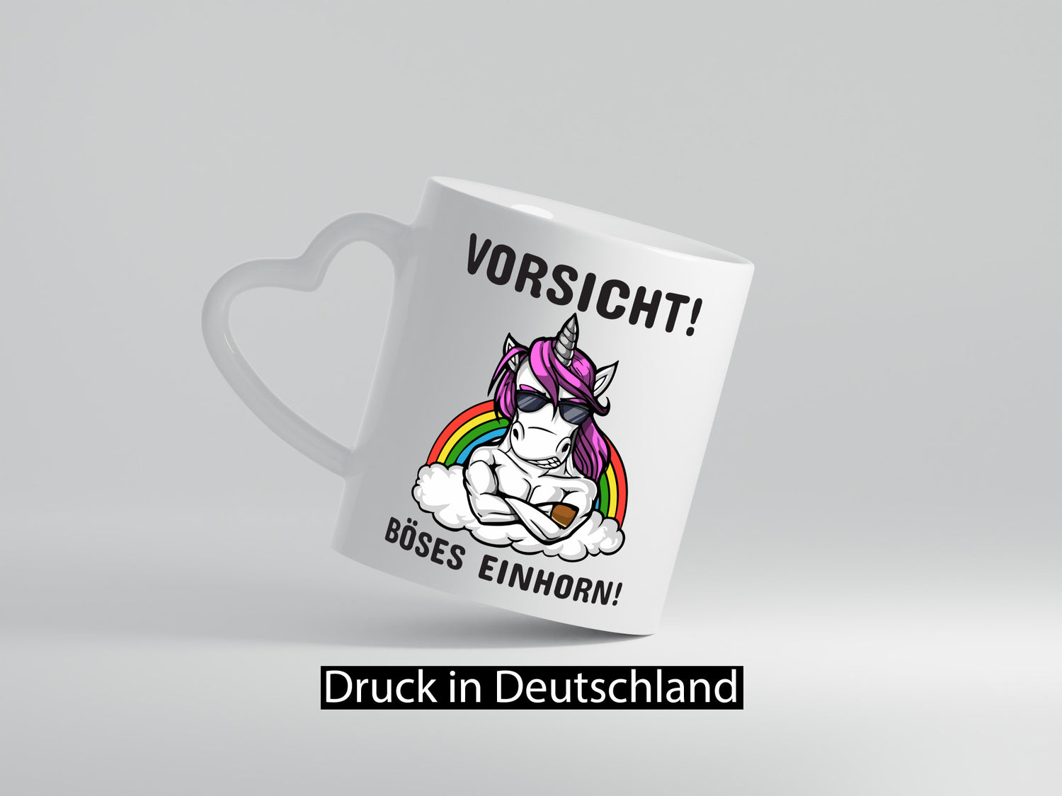Vorsicht! Böses Einhorn | Spruchtasse mit Motiv Geschenk Humor Geschenkidee