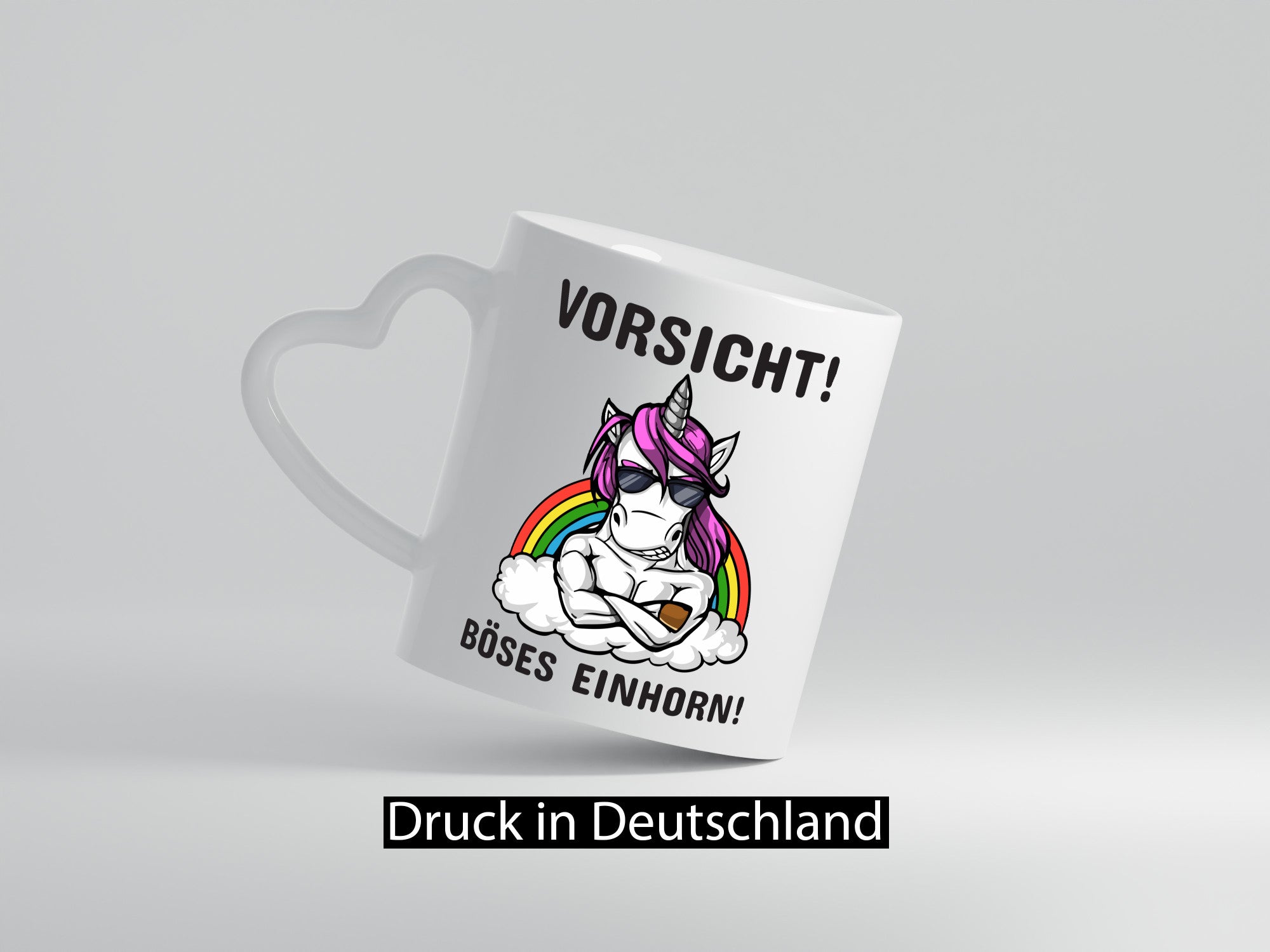 Vorsicht! Böses Einhorn | Spruchtasse mit Motiv Geschenk Humor Geschenkidee