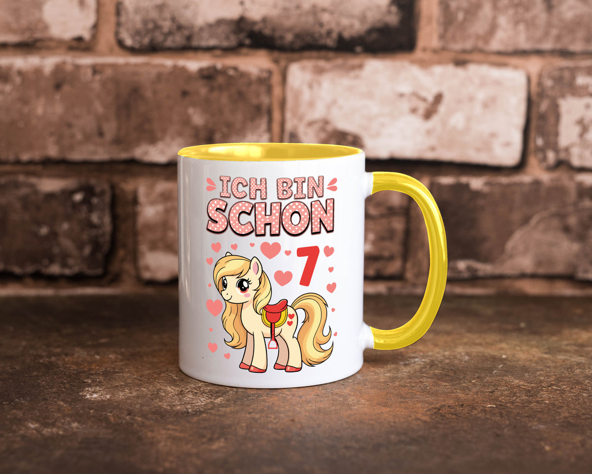 7. Geburtstag | 7 Jahre Mädchen Reiten Pony lustiger Spruch Geschenk Tasse