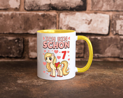 7. Geburtstag | 7 Jahre Mädchen Reiten Pony lustiger Spruch Geschenk Tasse