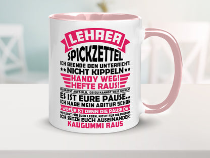 Lehrer Spickzettel | Beruf Tasse lustiger Spruch vl8 Geschenkidee Arbeit