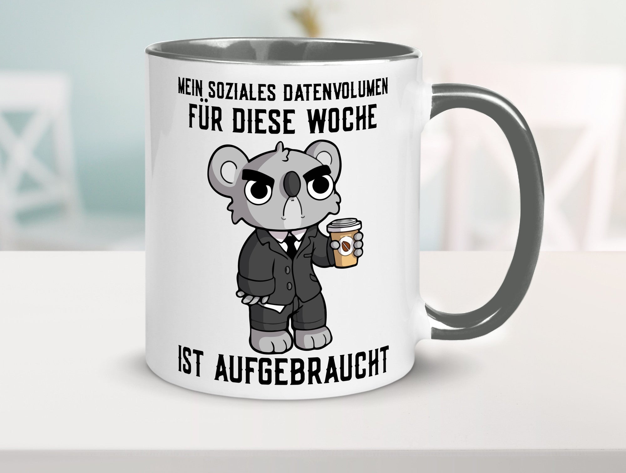 Soziales Datenvolumen | wütender Bär Einzelgänger Nerd Geschenkidee Humor Tasse