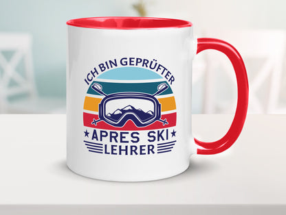 Geprüfter Apres Ski Lehrer | Ski-Brille Berge Ski-Stöck lustig Humor