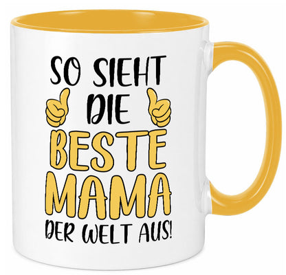 Beste Mama der Welt | Daumen hoch Geschenk Familie Geschenkidee lustiger Spruch Tasse