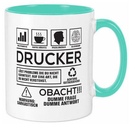 Achtung Probleme Drucker | Druckerei Print Medien Humor Geschenkidee Tasse