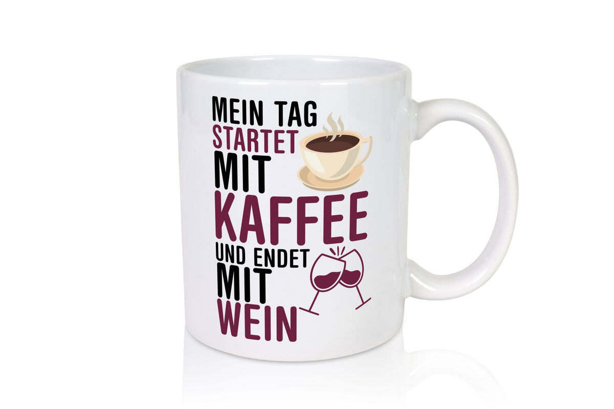 Mit Kaffe und Wein | Kaffeeliebhaber Weinliebhaber Geschenkidee Humor Tasse