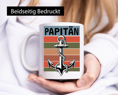 Papitän | Spruchtasse Vatertag Geburtstag Papa lustig Familie Geschenkidee