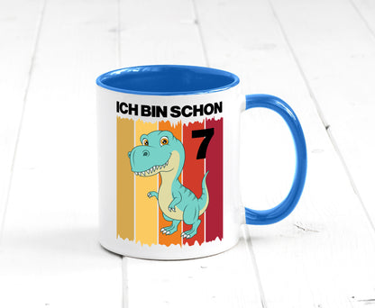 7. Geburtstag | 7 Jahre Dinosaurier lustiger Spruch Geschenk Geschenkidee Tasse