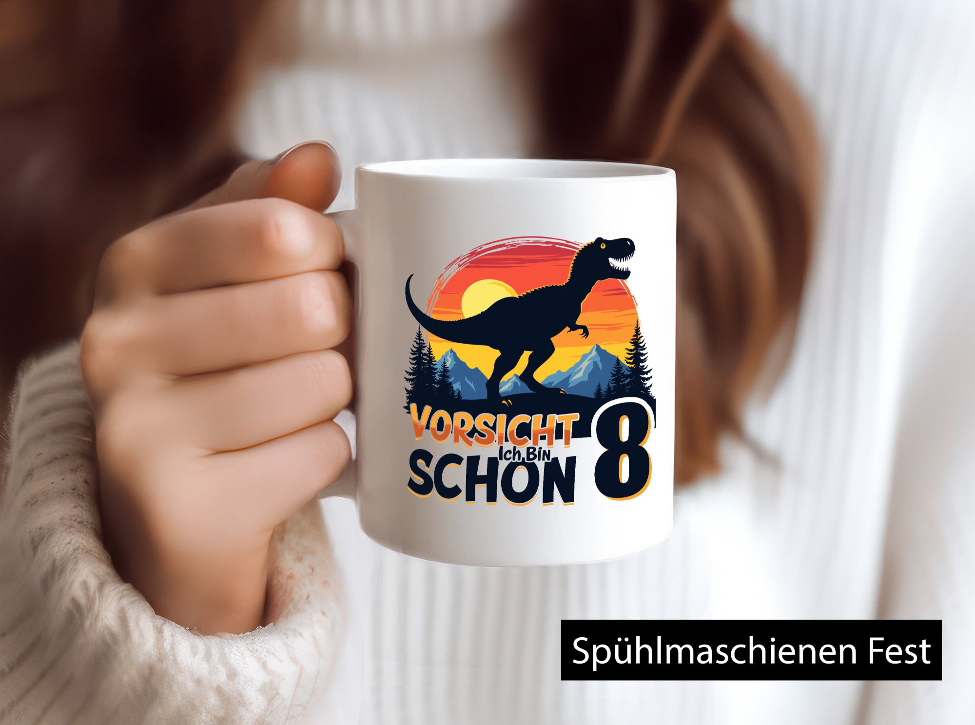 8. Geburtstag | 8 Jahre Dinosaurier v3 lustig Geschenkidee Geschenk Tasse