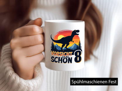 8. Geburtstag | 8 Jahre Dinosaurier v3 lustig Geschenkidee Geschenk Tasse