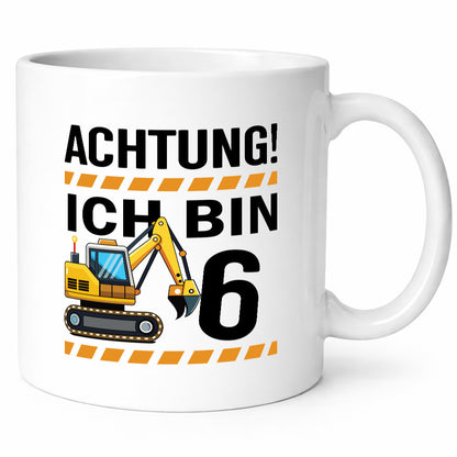 6 Geburtstag Ich bin | Bagger Junge Geschenk Geschenkidee lustiger Spruch Tasse